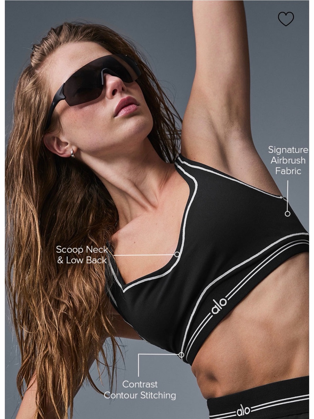ALO Yoga Airbrush heart Throb Bra